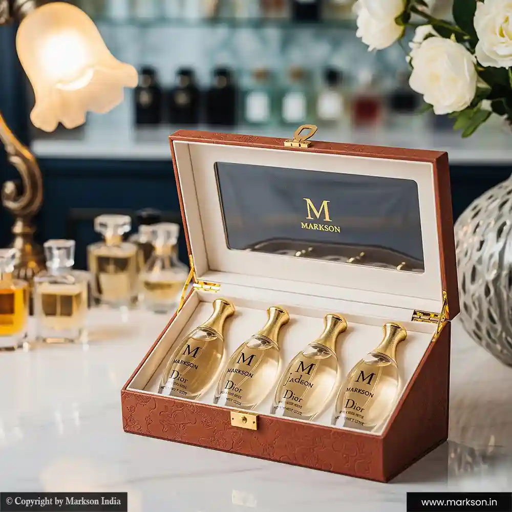Best 50ML 4 Perfume window Kit Boxes Manufacturers Near Me Markson India