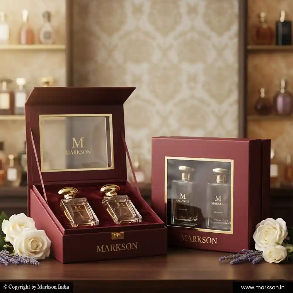 Top 100ML 2 Perfume Window Kit Boxes Printing Near Me Markson India
