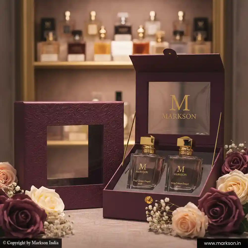 Top 50ML 2 Perfume Window Kit Boxes Printing Near Me Markson India