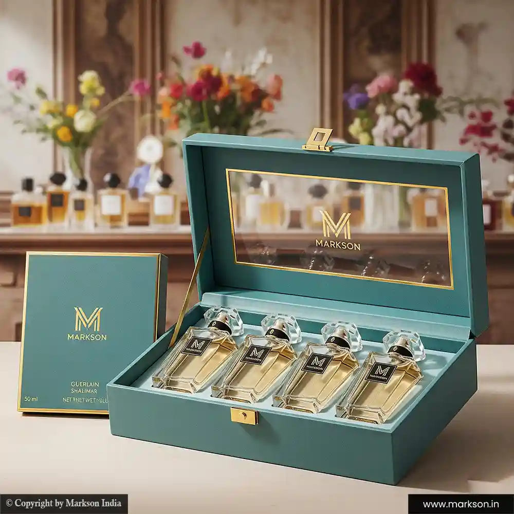 Top 50ML 4 Perfume window Kit Boxes Printing Near Me Markson India