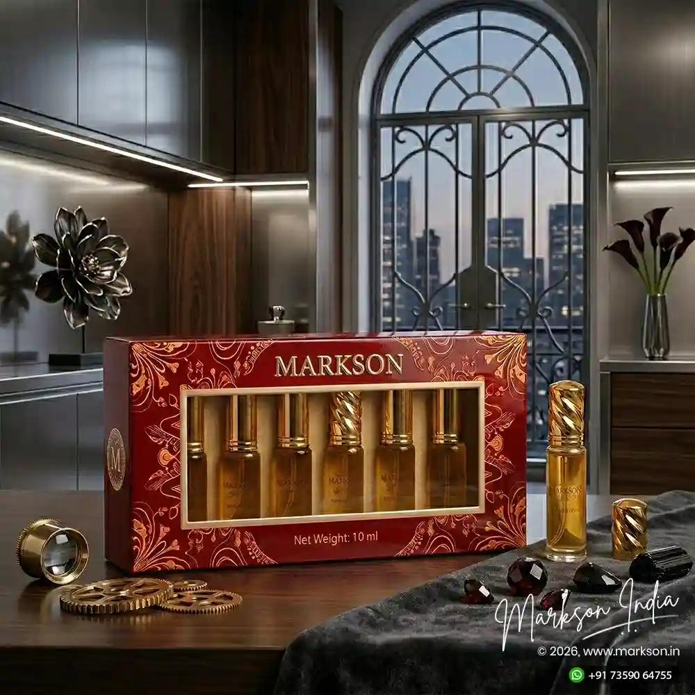 Best 10ML Window Cardboard Combo Attar Boxes Gloss Embossed Printing Near Me Markson India