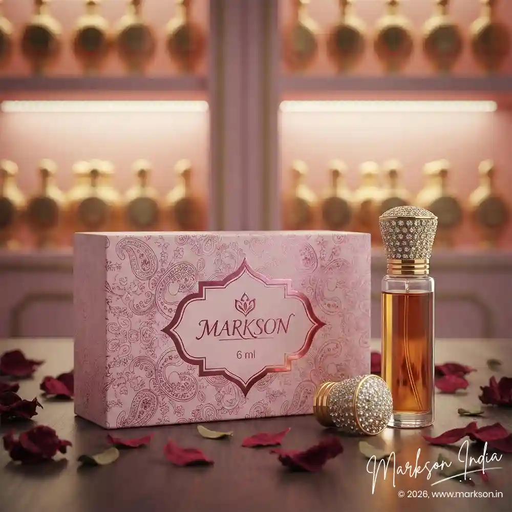 Best 6ML Cardboard Combo Attar Boxes Drip UV Embossed Printing Near Me Markson India