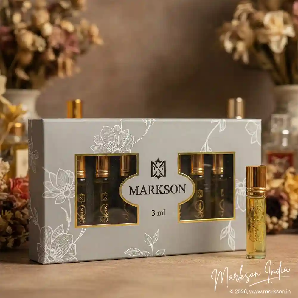 Buy 3ML Window Cardboard Combo Attar Boxes Matte Emboss Supplier Near Me Markson India