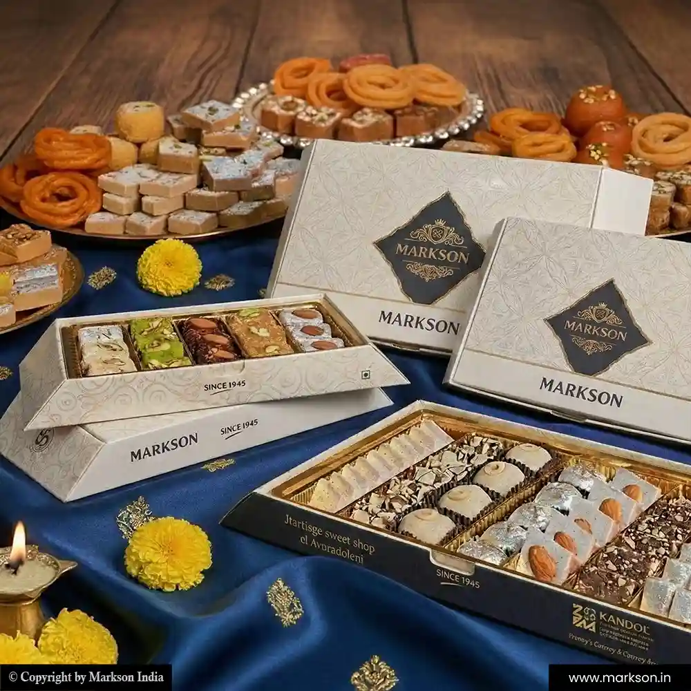 Buy Premium Rectangle Sweet Boxes with Emboss Supplier Near Me Markson India
