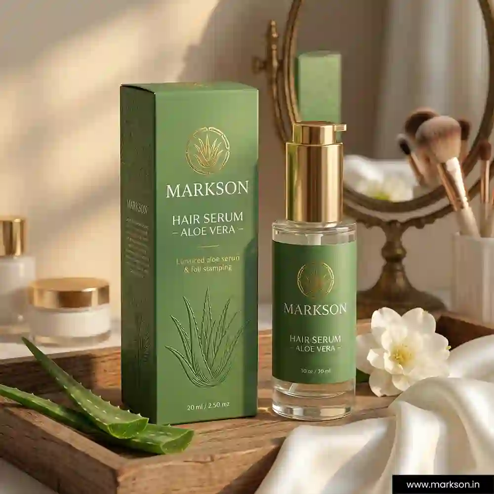 New Premium Hair Serum Boxes with Foil Stemping Manufacturers Near Me Markson India