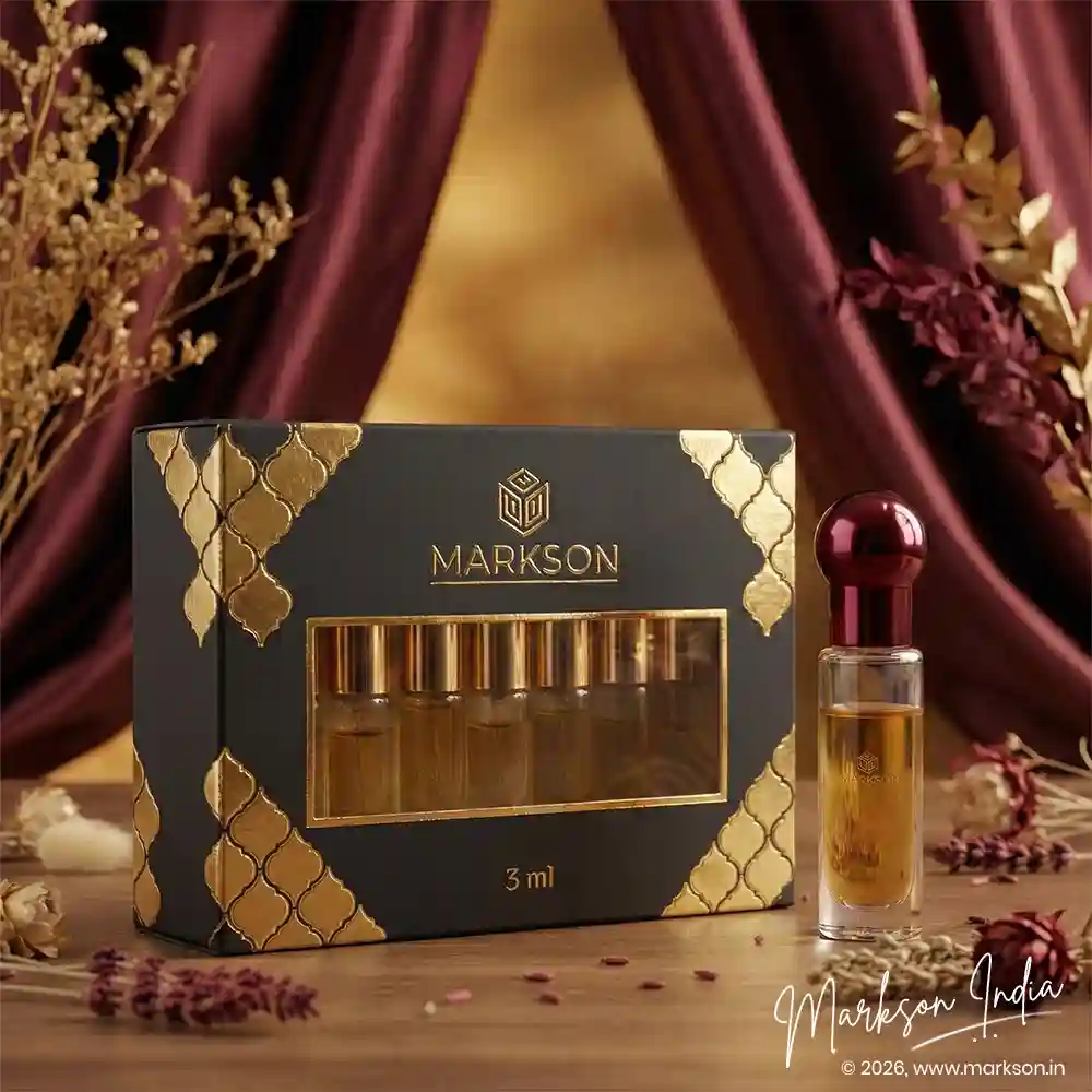 Top 3ML Window Cardboard Combo Attar Boxes Matte Foiling Embossed Export Near Me Markson India