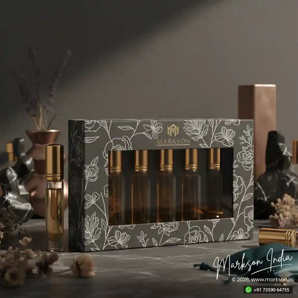 Top 6ML Window Cardboard Combo Attar Boxes Printing Near Me Markson India