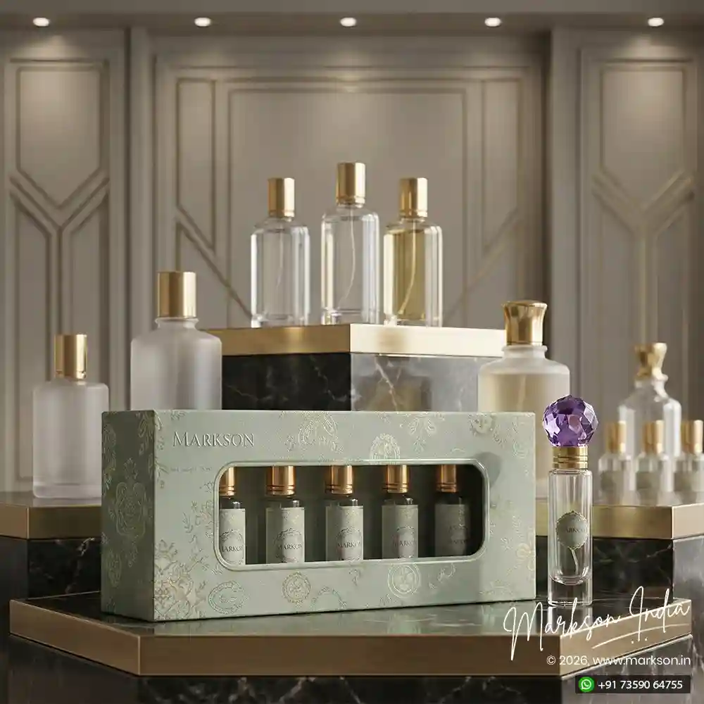 Best 30ML Window Cardboard Combo Attar Boxes Matte UV Embossed Printing Near Me Markson India