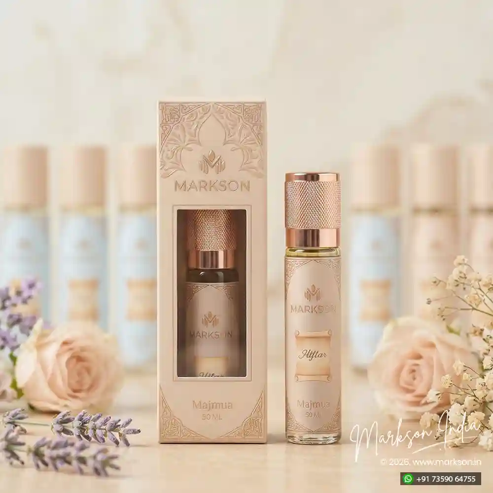 Best 50ML Premium Window Attar Boxes Matte UV Embossed Printing Near Me Markson India