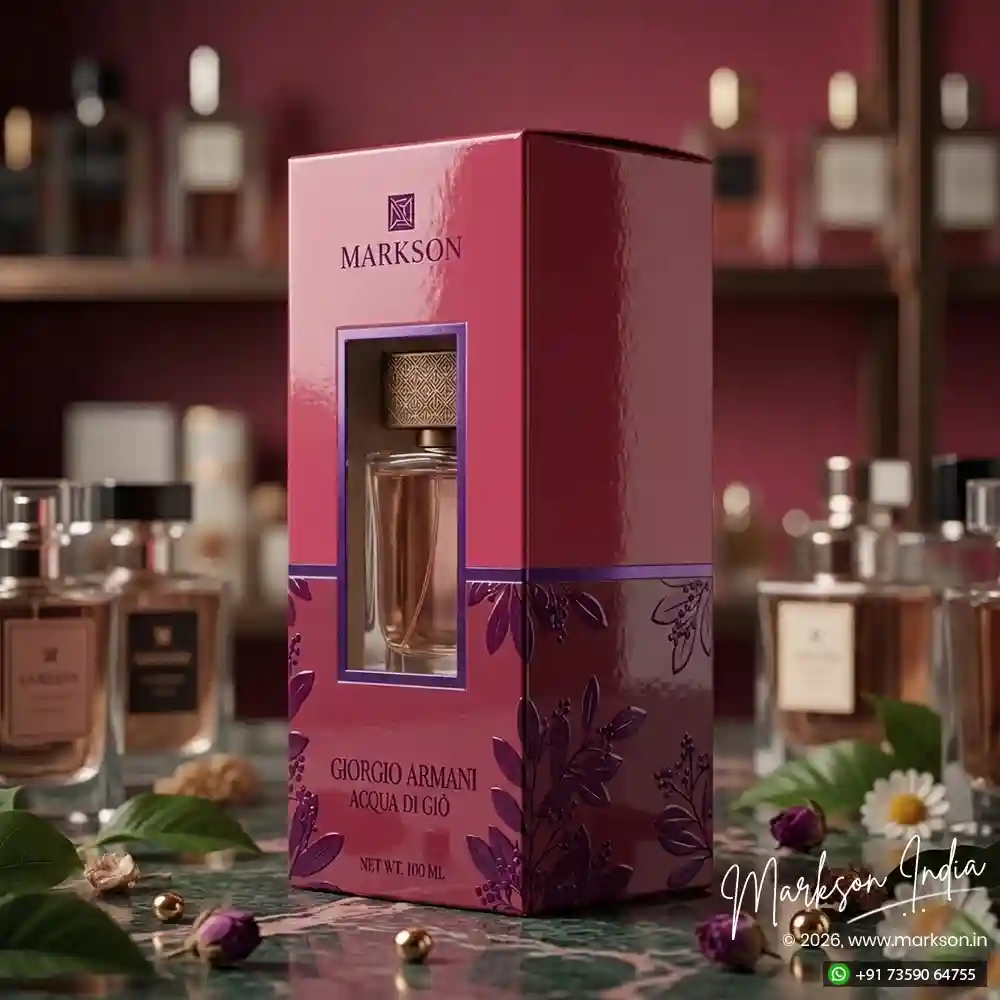Unique 100ML Premium Window Perfume Boxes Gloss UV Emboss Latest Price Markson India