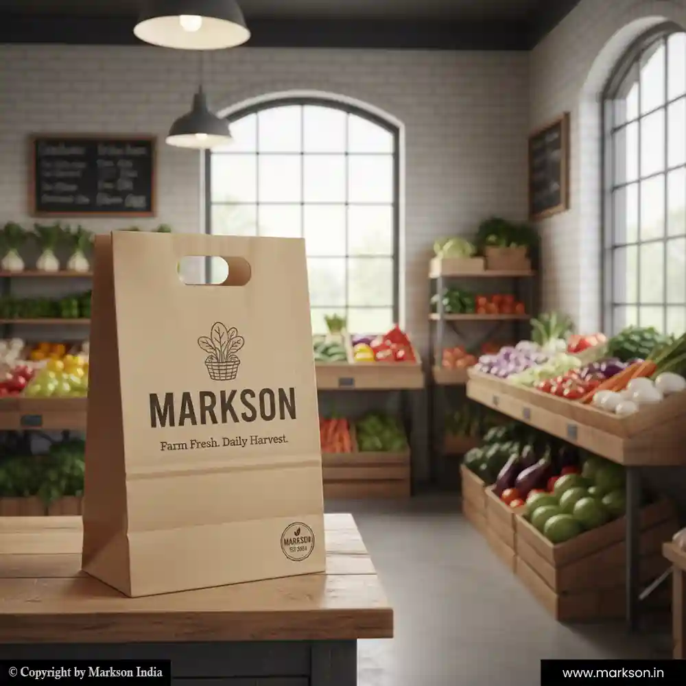 Best Kraft Paper Bags with Die Cut Handle Printing Services Markson India