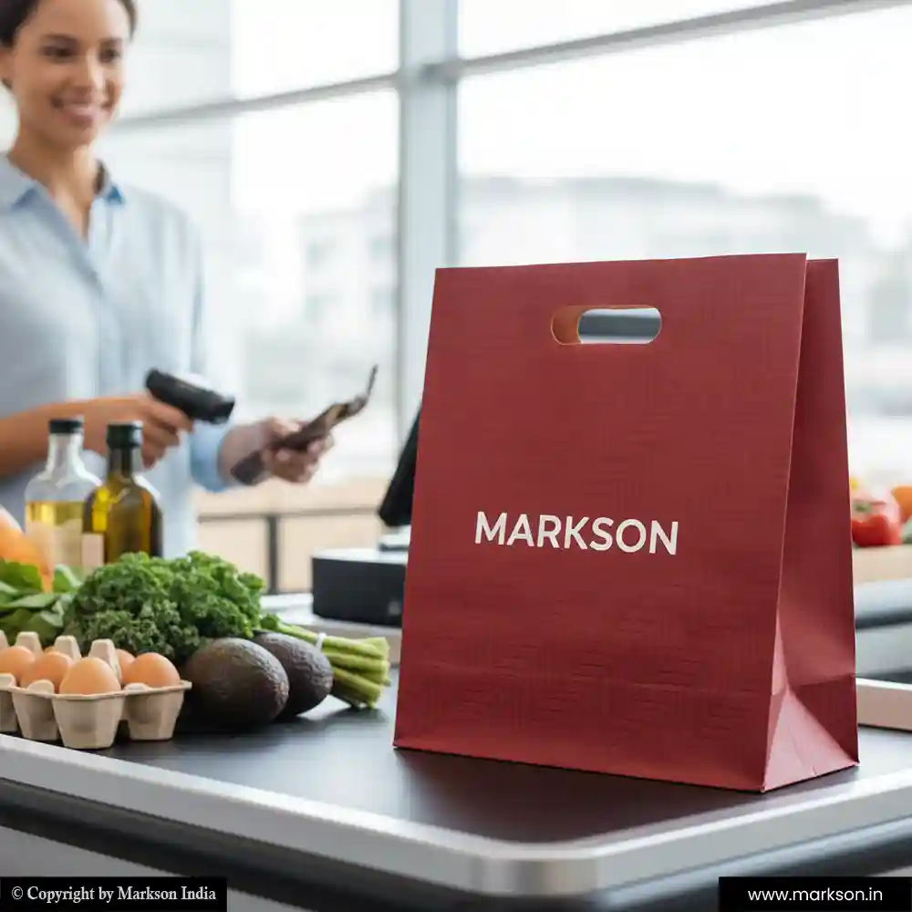New A5 Paper Bags with Die Cut Handle Printing Online Markson India