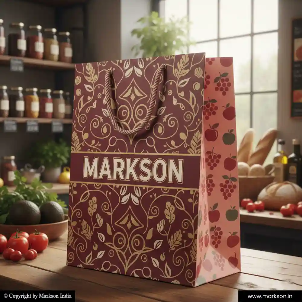 New Grocery Paper Bags with Rope Handle Printing Online Markson India