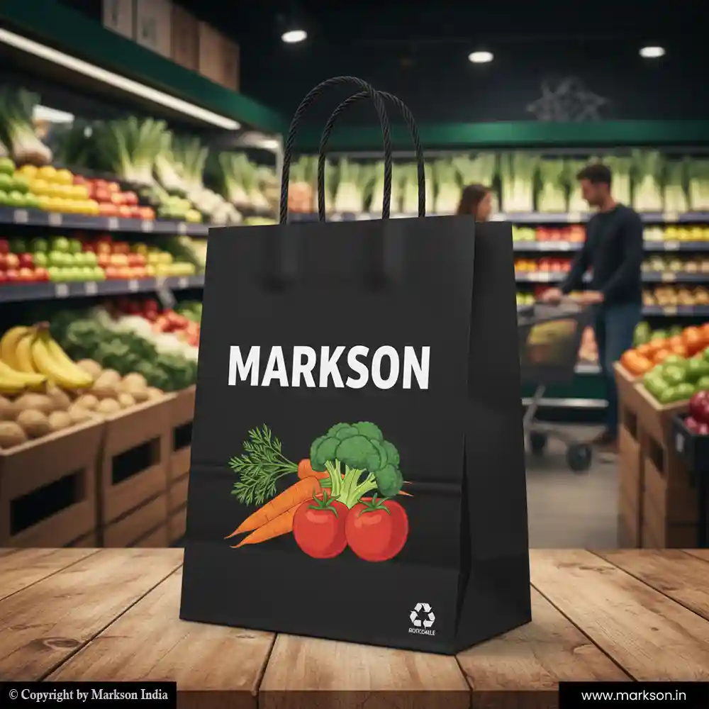 New Grocery Paper Bags with Twisted PP Handle Printing Online Markson India