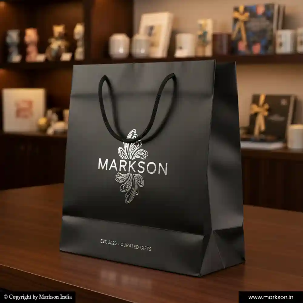New Premium Design Paper Bags with Cotton Rope Handle Printing Online Markson India