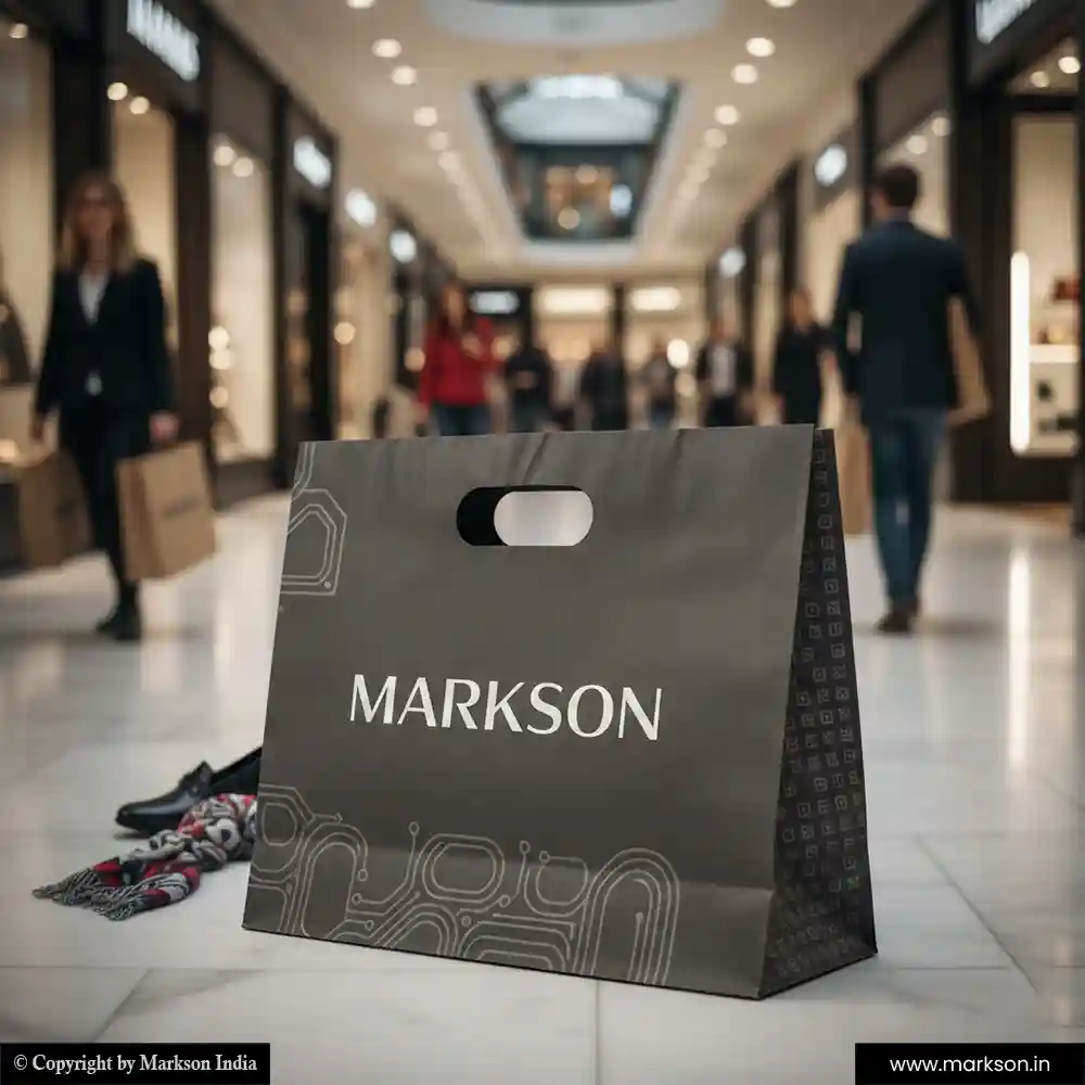 Unique A3 Paper Bags with Die Cut Handle Mockup Design Markson India