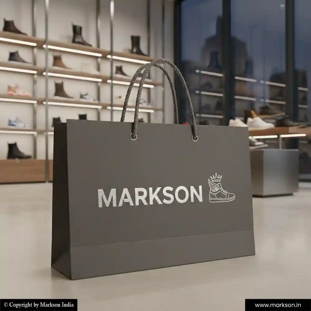 Unique A3 Paper Bags with Twisted PP Handle Mockup Design Markson India