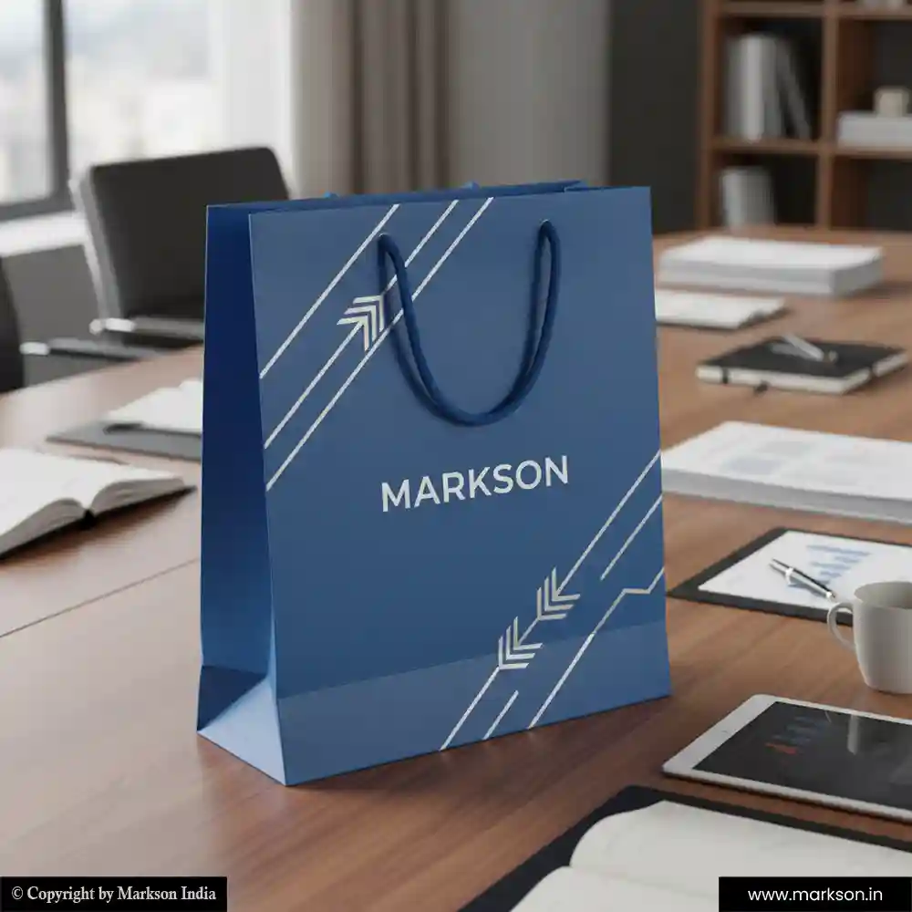 Unique A4 Paper Bags with Cotton Rope Handle Mockup Design Markson India