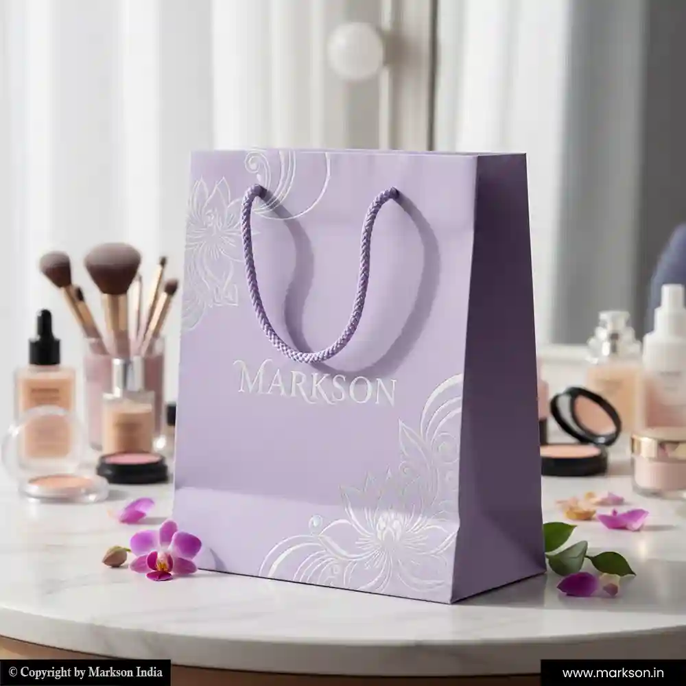 Unique Cosmetic Paper Bags with Rope Handle Mockup Design Markson India