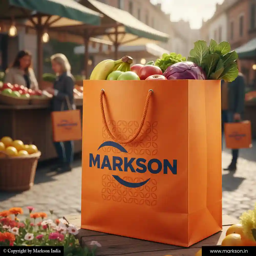 Unique Custom Paper Bags with Cotton Rope Handle Mockup Design Markson India