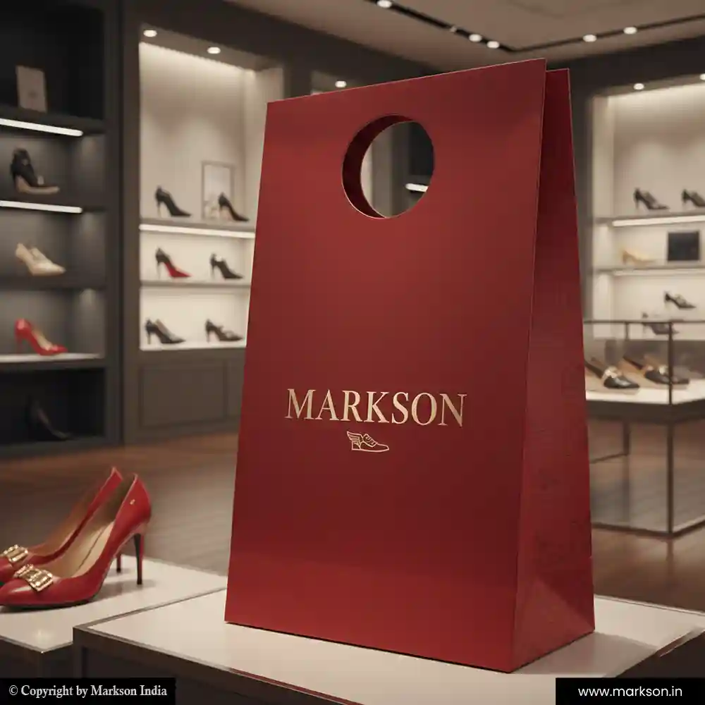 Unique Custom Paper Bags with Die Cut Handle Mockup Design Markson India