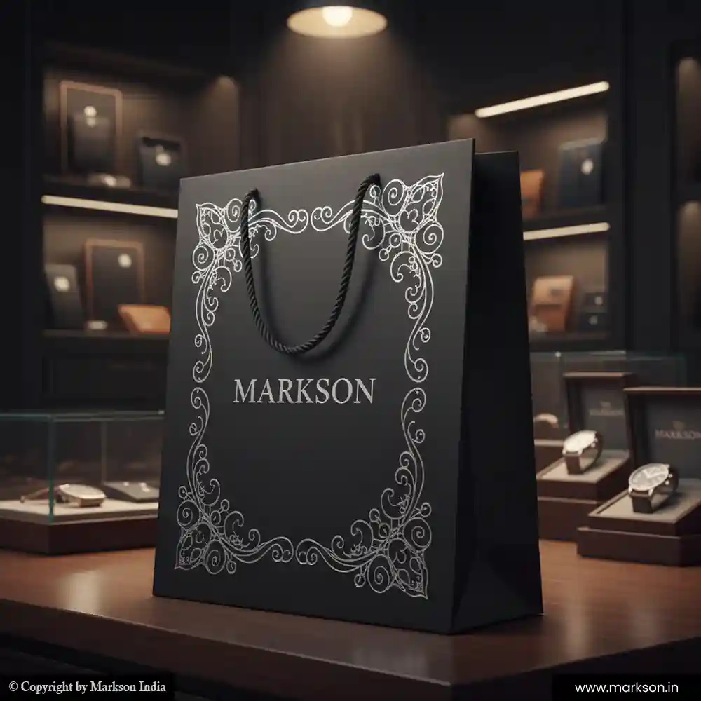 Unique Custom Paper Bags with Rope Handle Mockup Design Markson India