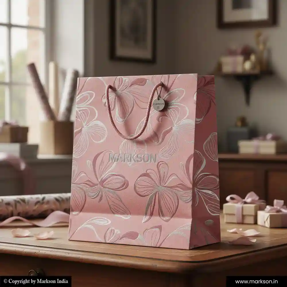 Unique Gift Paper Bags with Cotton Rope Handle Mockup Design Markson India
