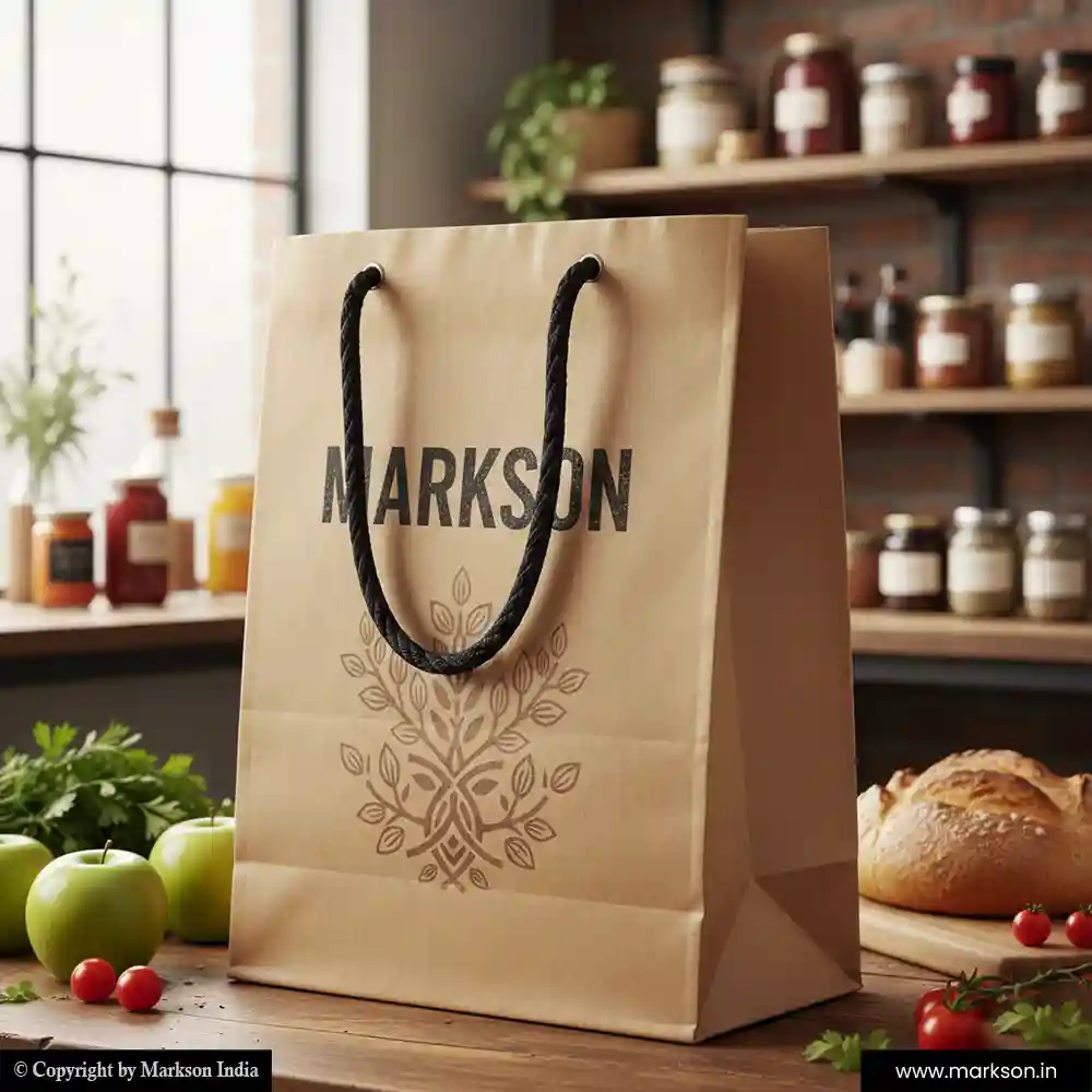 Unique Kraft Paper Bags with Cotton Rope Handle Mockup Design Markson India