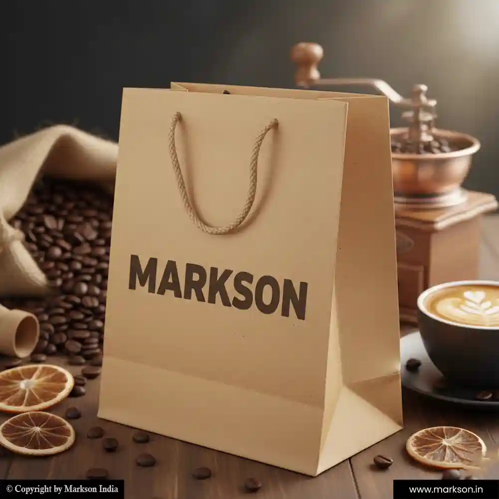 Unique Kraft Paper Bags with Rope Handle Mockup Design Markson India