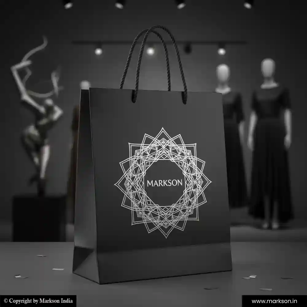 Unique Laminated Paper Bags with Cotton Rope Handle Mockup Design Markson India