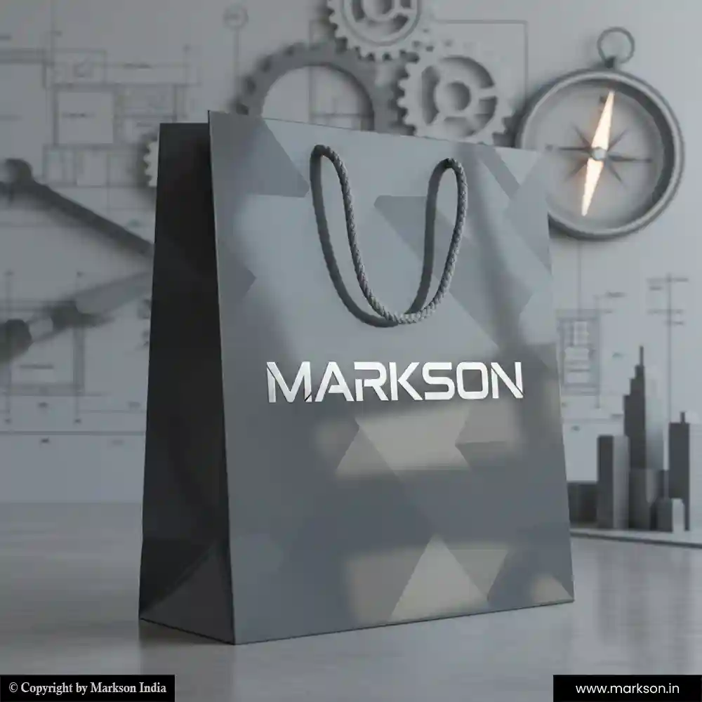 Unique Laminated Paper Bags with Rope Handle Mockup Design Markson India