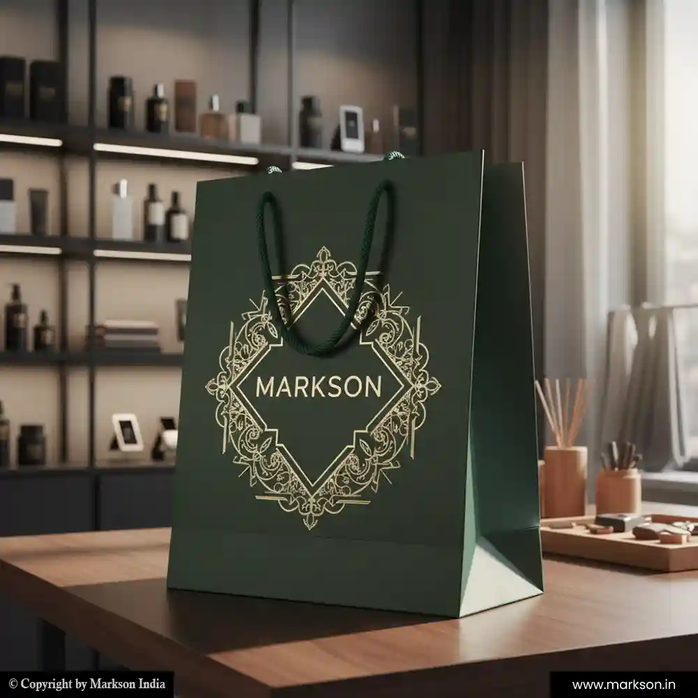 Unique Personalised Paper Bags with Cotton Rope Handle Mockup Design Markson India