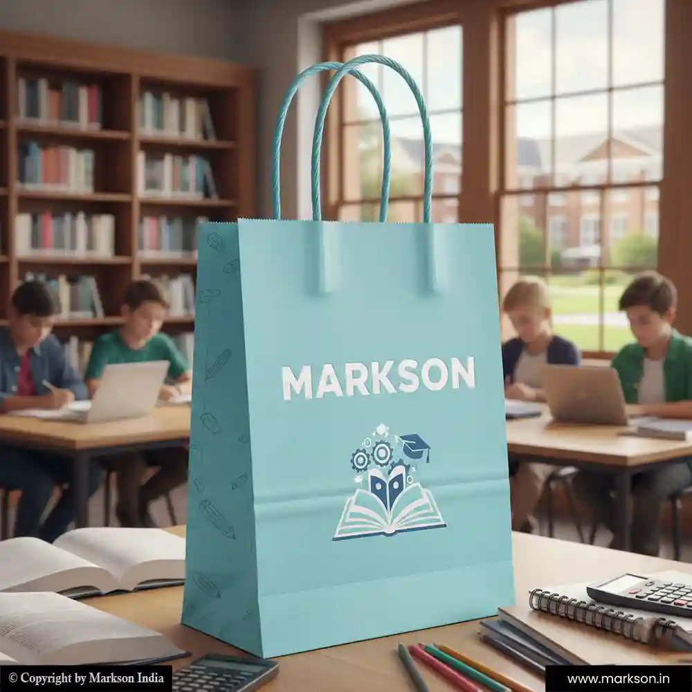 Unique Personalised Paper Bags with Twisted PP Handle Mockup Design Markson India