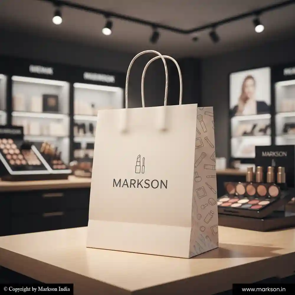 Unique Plain Paper Bags with Twisted PP Handle Mockup Design Markson India