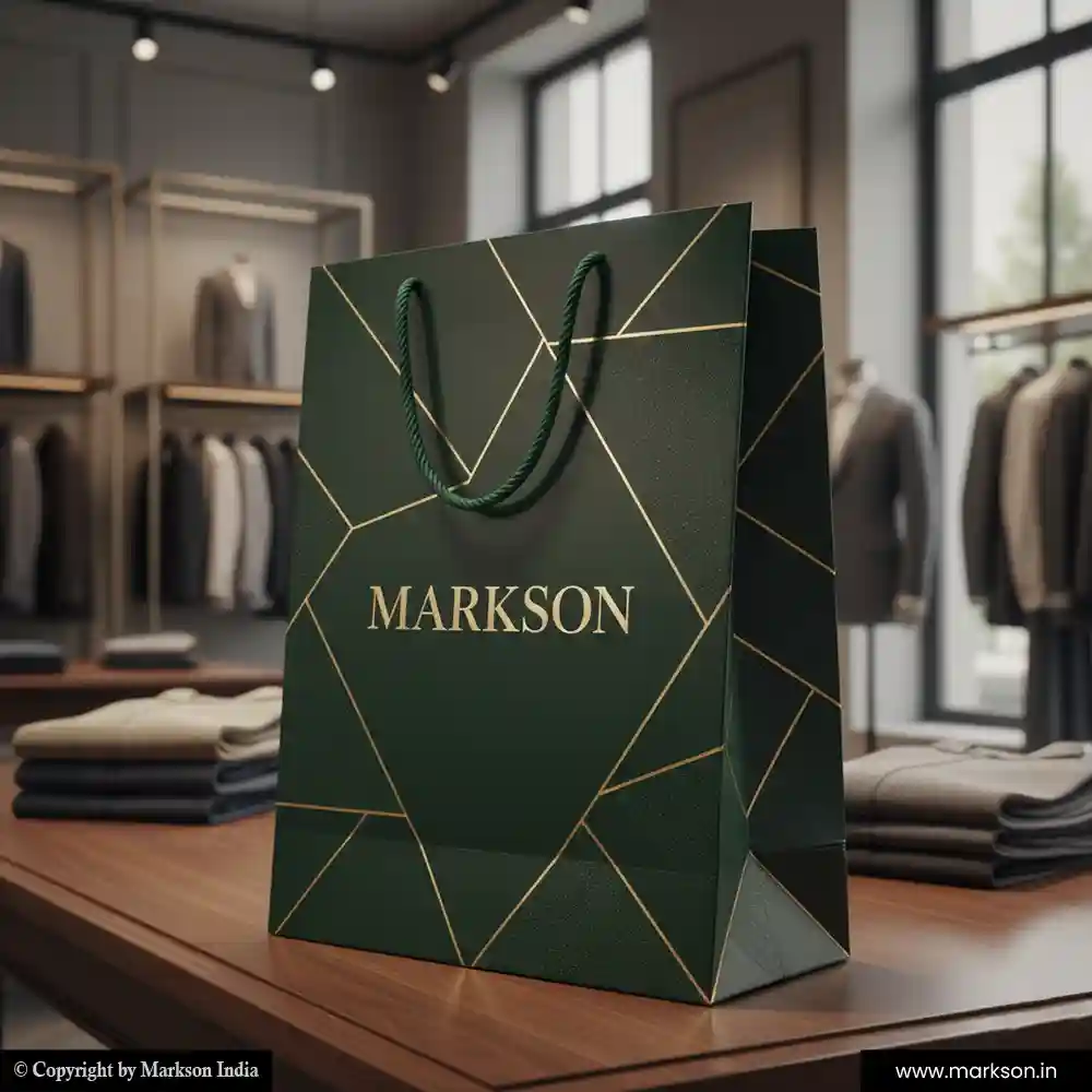 Unique Premium Design Paper Bags with Cotton Rope Handle Mockup Design Markson India