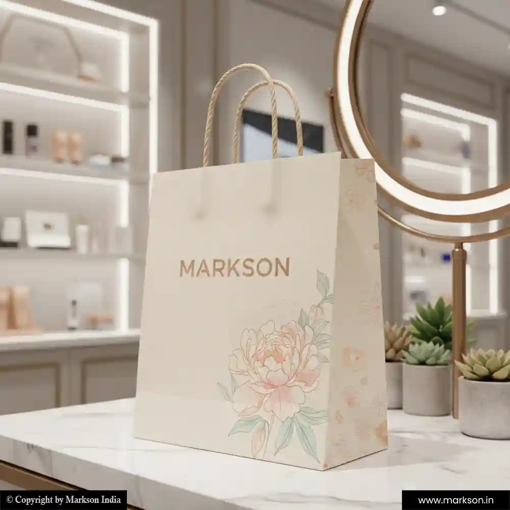 Unique Premium Design Paper Bags With Twisted Pp Handle Mockup Design Markson India