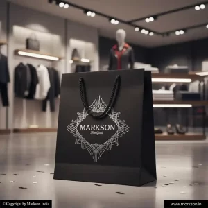 Unique Printed Paper Bags with Rope Handle Mockup Design Markson India