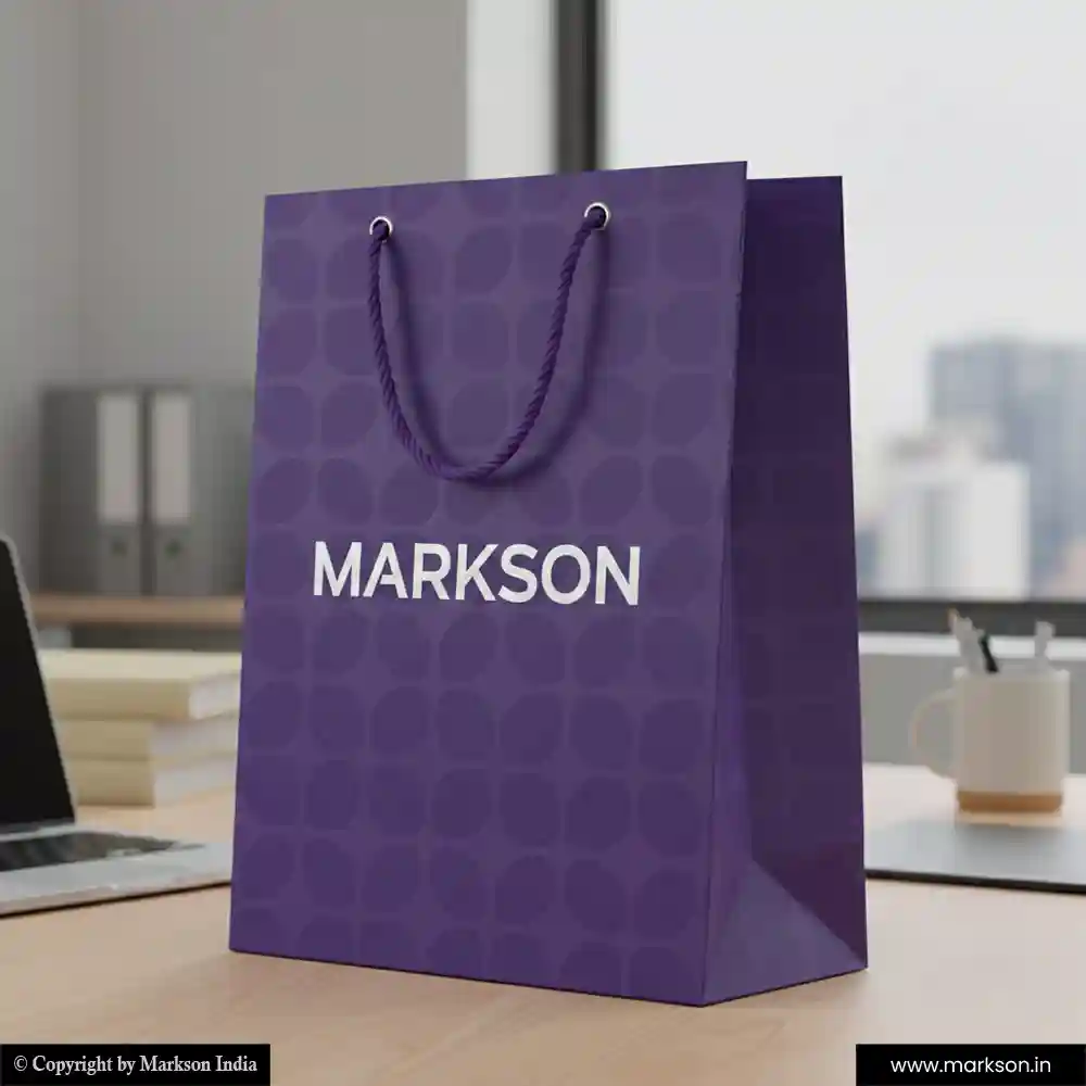 Unique Promational Paper Bags with Rope Handle Mockup Design Markson India