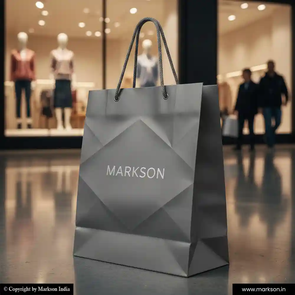 Unique Shopping Paper Bags with Cotton Rope Handle Mockup Design Markson India