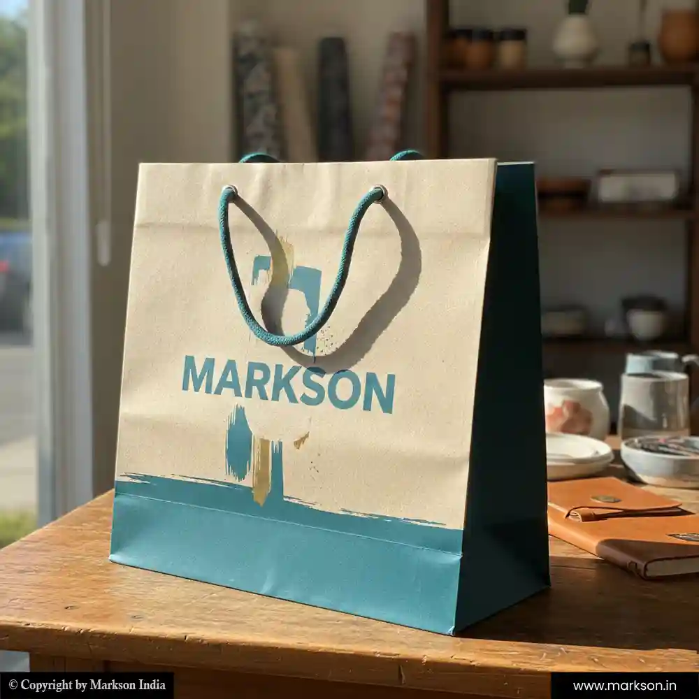 Unique Shopping Paper Bags with Rope Handle Mockup Design Markson India