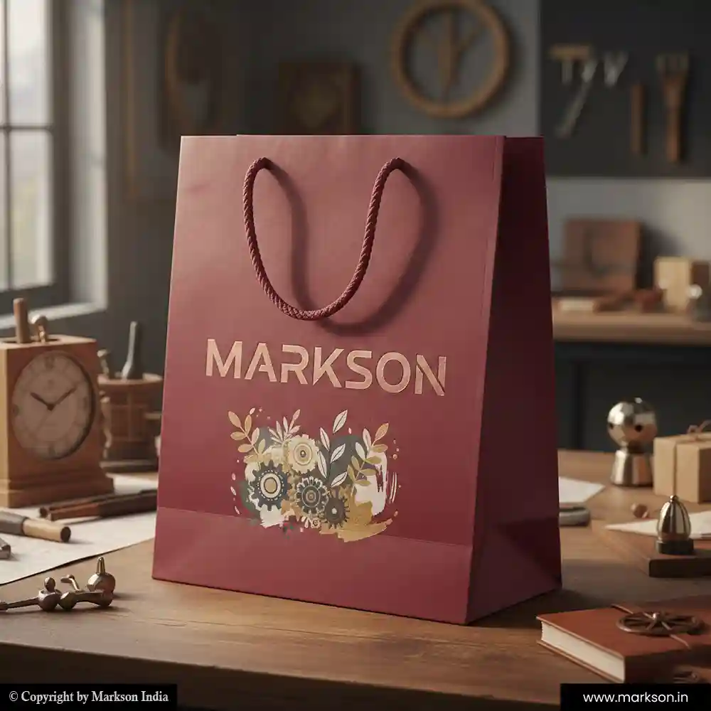 Unique Standard Paper Bags with Rope Handle Mockup Design Markson India