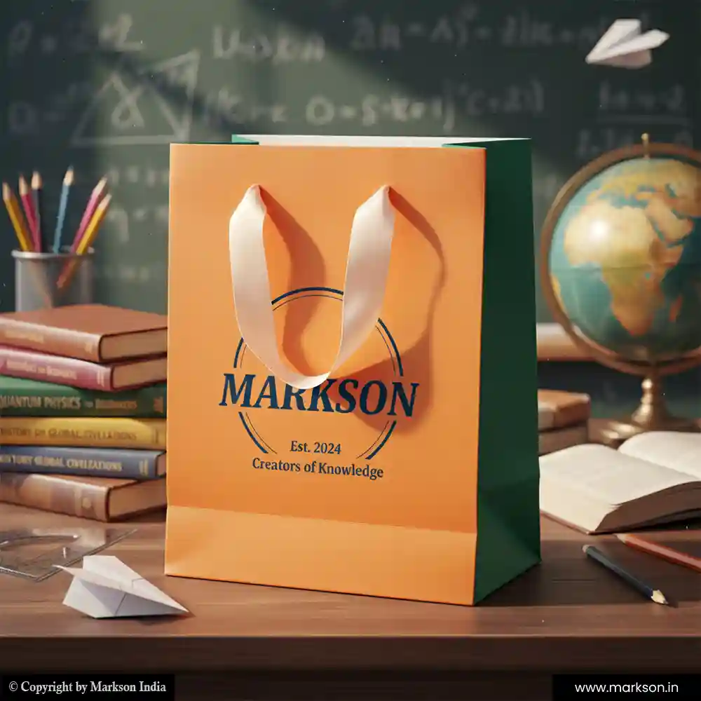 Best A5 Paper Bags with Ribbon Handle Printing Services Markson India