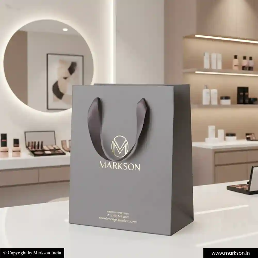 Best Cosmetic Paper Bags With Ribbon Handle Printing Services Markson India