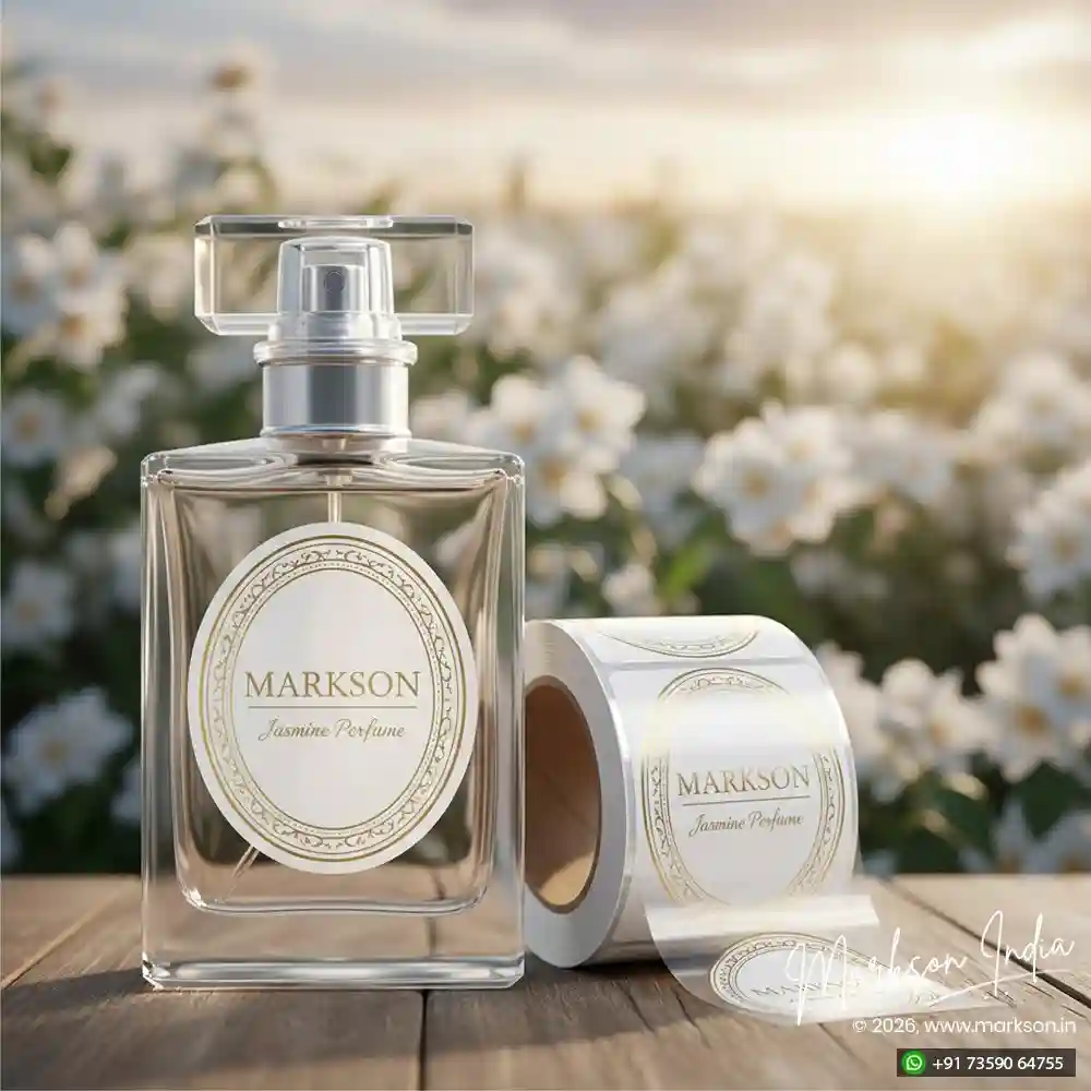 Best Perfume Oval Label Stickers Printing Services Markson India