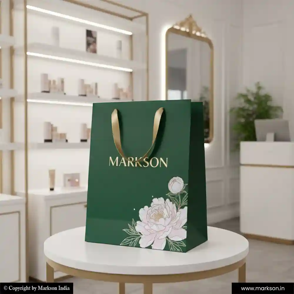 Buy Cosmetic Paper Bags with Ribbon Handle Designing Near Me Markson India