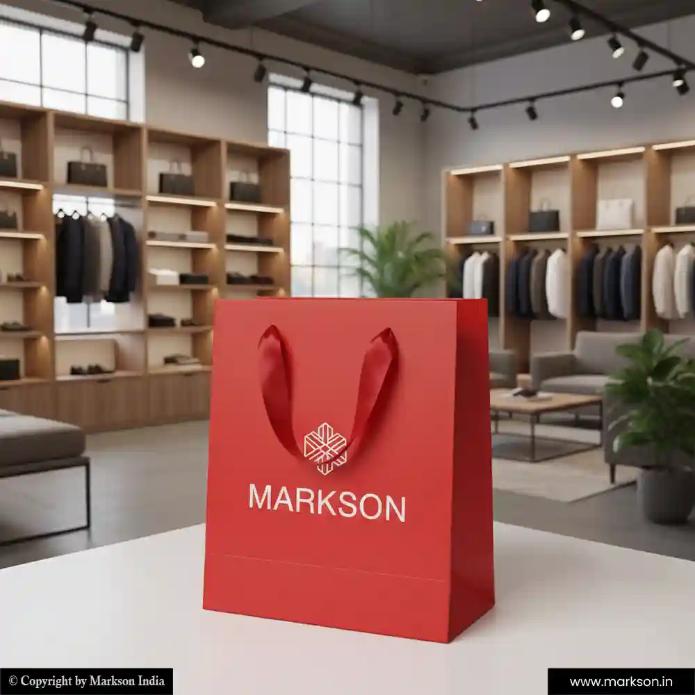 Buy Custom Paper Bags with Ribbon Handle Designing Near Me Markson India