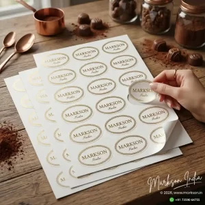 FMCG Oval Label Stickers Sheets Mockup Design Markson India