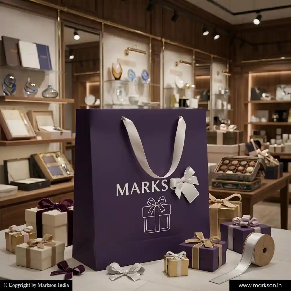New A3 Paper Bags with Ribbon Handle Printing Online Markson India