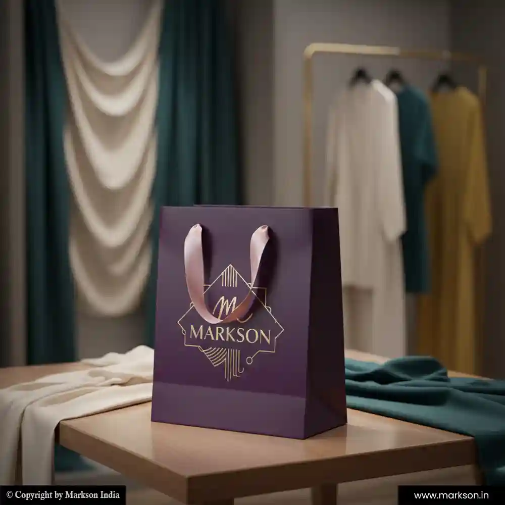 New A5 Paper Bags with Ribbon Handle Printing Online Markson India