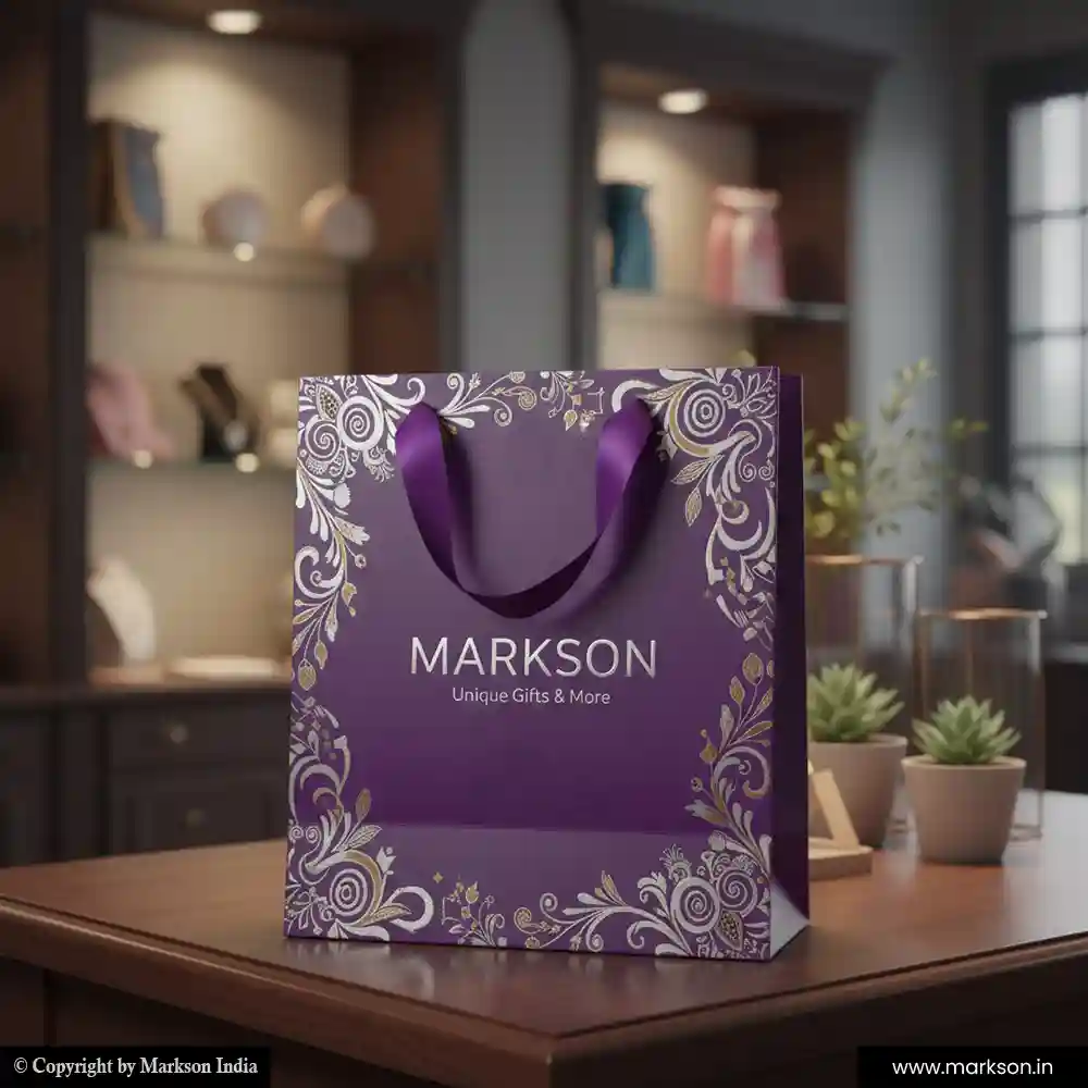 New Gift Paper Bags with Ribbon Handle Printing Online Markson India